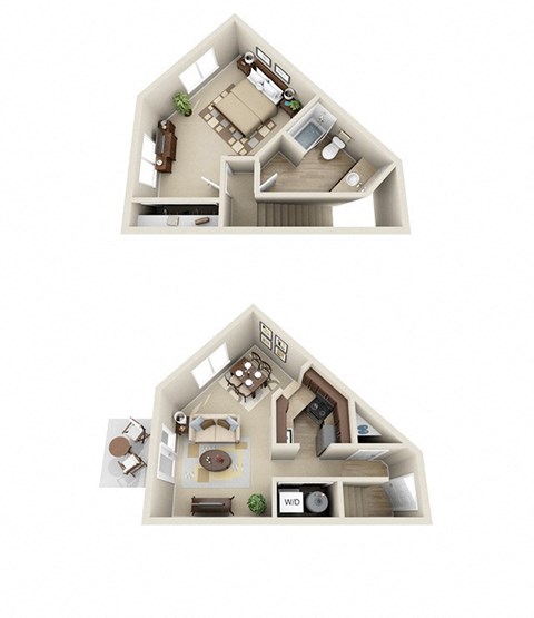 Floor plan for 1 bed, 1 bath, 802 sqft